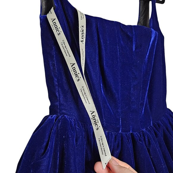 Silvia Astore Annie Ibiza Velvet Navy Blue Corset Square Neck Mini Dress IT 38/0 - Picture 8 of 14